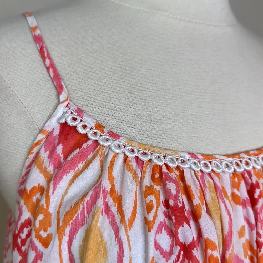 Oscar de‎ la Renta Ikat Cotton Slip Dress S | Boho Resort Summer Lounge - Picture 12 of 16